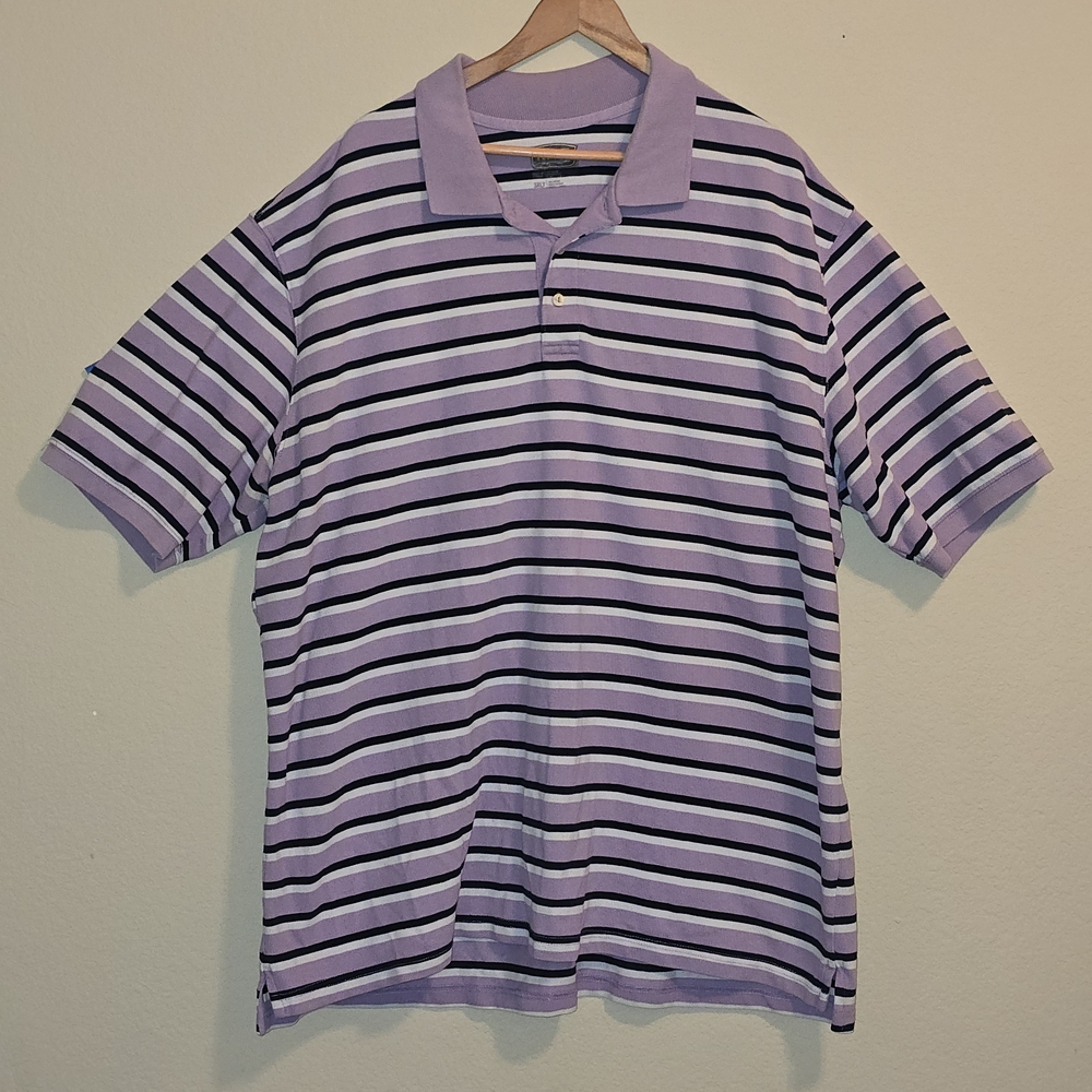 The Foundry Supply Co. Lavender and Black Striped Polo